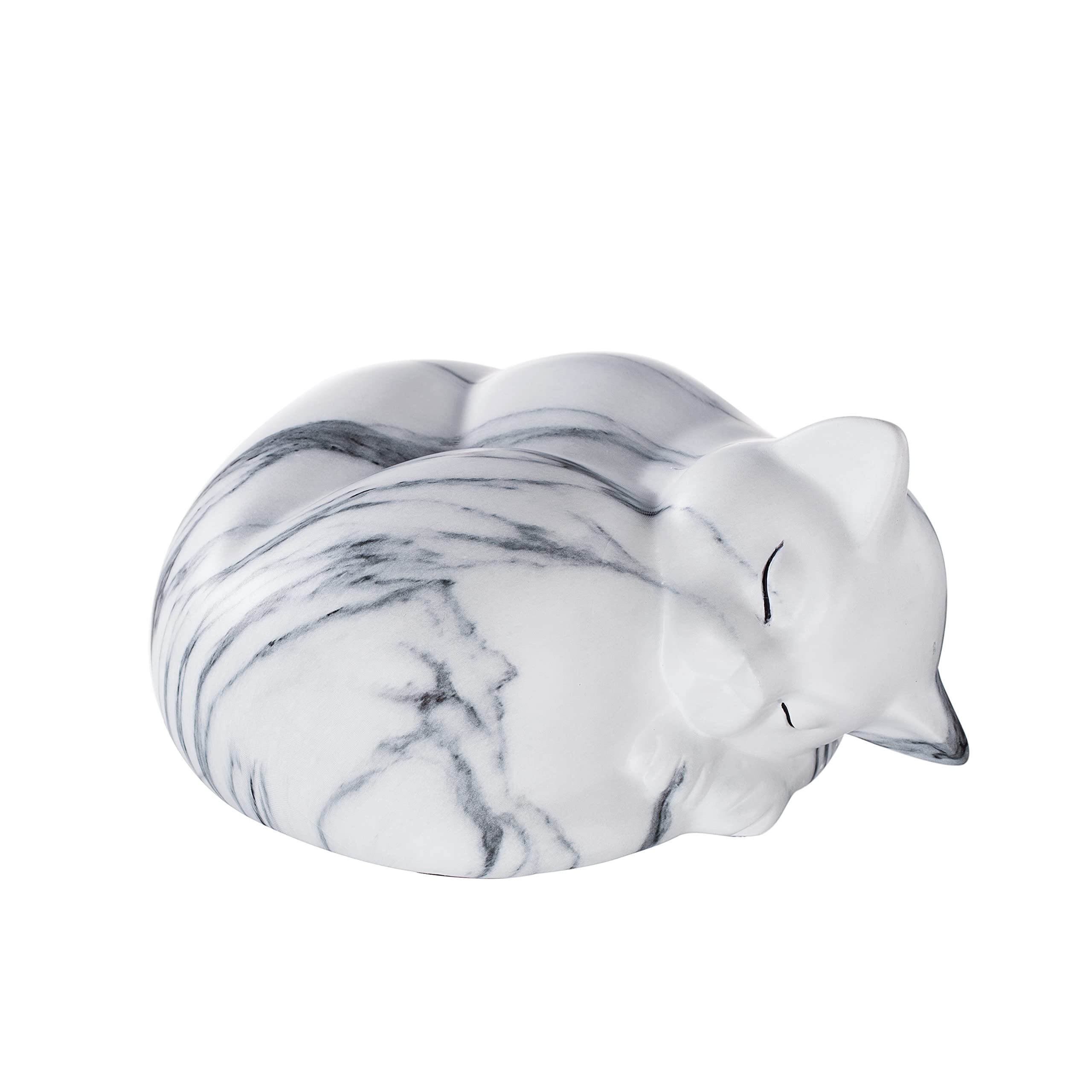 Kriss Art Pet Urns,Sleeping Resin Cremation Cat Urn, Cat Urns For Ashes, Small Animal Urn (White)